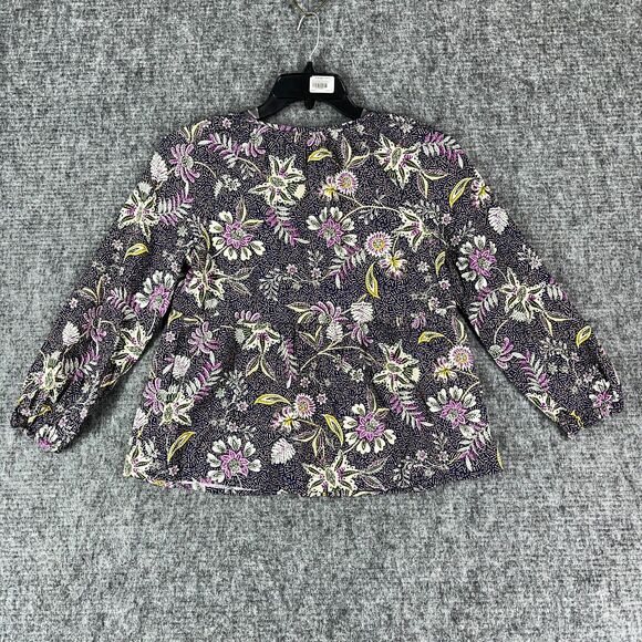Old Navy Blouse Womens Extra Small Navy Basic Shirt Festival BOHO Floral Hippie - Picture 2 of 12